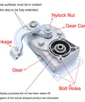 Exterior Gearbox Linkage With Step Motor For RV Electric Steps, OEM Ready Replacement Kit, Fits Models 22 Through 40, metal parts view