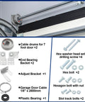 Detailed parts of 7 Foot Garage Door Torsion Spring Kit With Cable Rollers And Cables Brackets And Hardware Universal Use