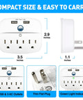 Cruise Ship Ready Must Have Power Strip With Two USB Ports, Non Surge Protector, Compact 120V Outfit For Shipboard Use