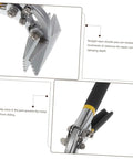 Close-up of a Manual Metal Bender With Straight Jaw Hand Seamer showing non-slip handle and marked jaws for DIY HVAC projects.