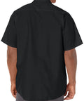 Men's Pro Grade Short Sleeve Industrial Work Shirt Lightweight Cotton Poly Blend Regular Fit Button Down back view in black, size large