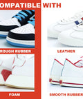 Make Your Kicks White Again With This Sneaker Whitener For Shoes That Works On Canvas Leather Foam And Rubber 2.53 Fluid Ounces With Wide Sponge Applicator For Quick Easy Coverage And Instant Yellowing Removal on rough rubber, leather, foam, smooth rubber sneakers