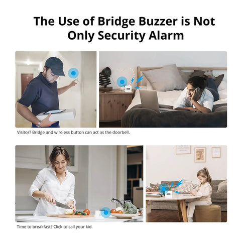 Zigbee Bridge Pro Hub ZigBee 3.0 Smart Gateway for Easy App Control in home scenes, showing versatile device use with alarms and timing.