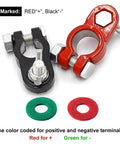 Battery Terminal Connectors Set With Anti Corrosion Washers Positive And Negative Battery Post Clamps For Car Truck And Boat Zinc Alloy Construction Durable Easy To Install Car Accessories with red and black clamps