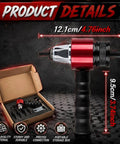 Rivet Nut Setter Kit For Cordless Drill M3 To M8 showing size 12.1cm x 9.5cm, includes box and accessories.