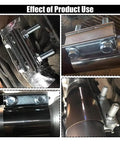 Four views of Two Pack 2.25 Inch Exhaust Clamp Kit Stainless Steel Butt Joint Band Sleeve Coupler in use on pipes and mufflers.