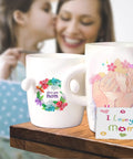 Mugs with floral and hand designs on Clear Waterslide Decal Paper For Laser Printers, 8.5x11, 25 Sheets, for easy customization.