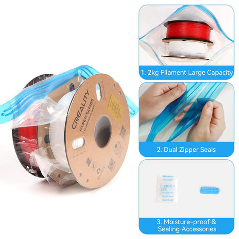 Top Shelf Vacuum Storage Bags For 3D Printer Filament Eight Reusable Air Tight Roll Up Pouches With Compact Electric Pump Keep Your Spools Bone Dry And Dust Free Multi Material Compatible
