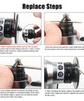 Step-by-step guide for replacing the blade on the Durable Mini Pneumatic Chamfering Tool in Light Aluminum Alloy.