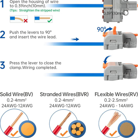 Mini DIY Electrical Wire Connectors Set For Splicing 4/6/8/9/10 Way Butt Terminal Block Connectors Nylon Insulated Flame Retardant 1 In 5 Out Safe And Reliable For Home Workshop Projects wiring instructions diagram