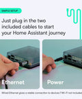 Person setting up Green Smart Home Hub With Advanced Automation Official Hardware For Seamless Smart Home Control Out Of The Box.
