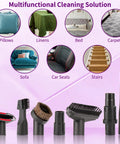 Seven Piece Vacuum Attachments Kit With Hose Adapter and tools for cleaning pillows, linens, bed, carpets, sofa, car seats, stairs