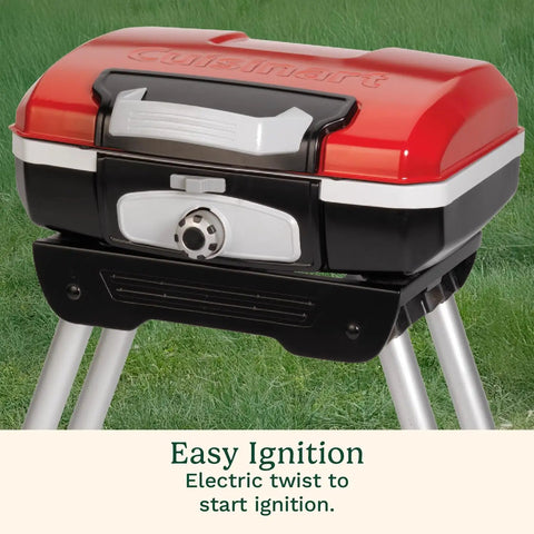 Portable Gas Grill With VersaStand For Camping And Backyard BBQ 150 Sq In Cooking Surface 5500 BTU Burner Compact Grill