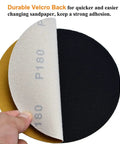 Close-up of 6-Inch No-Hole Hook And Loop Sanding Discs 180 Grit For Automotive And Woodworking showing Velcro backing.