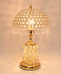 Crystal Table Lamp Set Of 2 Modern Bedside Lamps For Bedroom 3 Way Dimmable Lit Nightstand Lights Decorative Night Lamps For Living Room Office Home With E26 Base; close-up view of one lamp with crystal-studded shade and metal base.