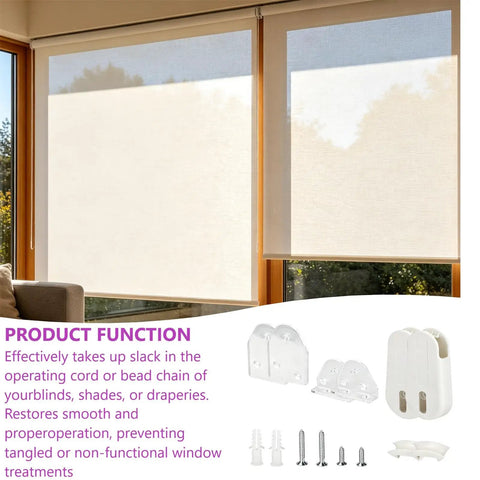 Universal Window Blinds Cord Tensioner Kit For Smooth Pulls And Tight Safety Grip Includes Durable Rubber Pad And Mounting Screws For Zero Hassle Wall Install Today near installed shades.