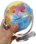 Blue World Globe With Smooth Rotation And Stable Stand For Classroom Office And Home Decor, Modern Educational Globe held by hand