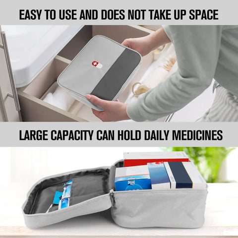Travel Ready First Aid Bag Kit Empty Medical Supplies Organizer For Hiking Camping Backpacking And Cycling Trauma Kit On The Go With Large Capacity Water Resistant 600D Oxford Gray