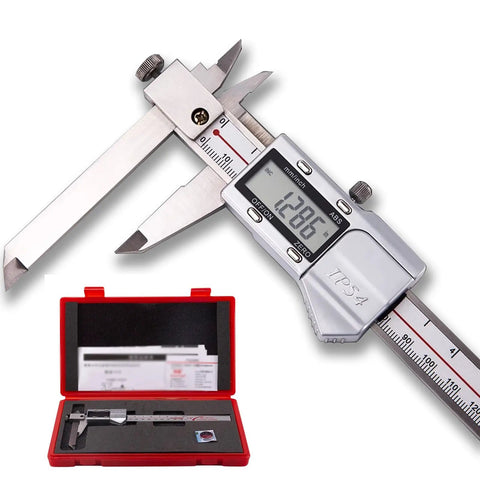 Offset Jaw Caliper 8 Inch 200mm Stainless Steel Vernier Caliper with Inch and Metric Readouts, high resolution digital display
