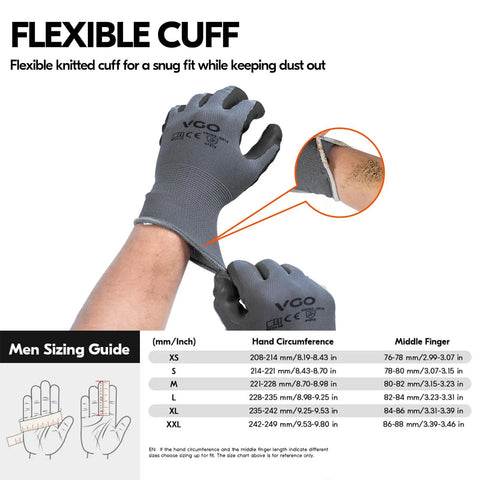 10-Pairs Safety Work Gloves With Non Slip Nitrile Coating For Gardening And DIY Projects Size Large Gray Dipping Style Built For A Strong Grip