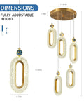 Lit Gold Brushed Modern Pendant Lights For Kitchen Island Three Pack LED Dimmable Mini Pendants dimensions and height details