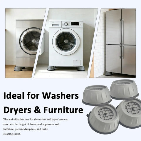 Anti Vibration Pads For Washer And Dryer Dampening Vibration And Noise Stop Washing Machine Walking During Spin Shock Absorber Stabilizer Feet With Suction Cups For Appliances Laundry Room Upgrade