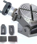 Tilting Rotary Milling Table 4 Inch 0-90 Degrees with M6 Clamp Kit, cast iron build, precise workholding for milling machines