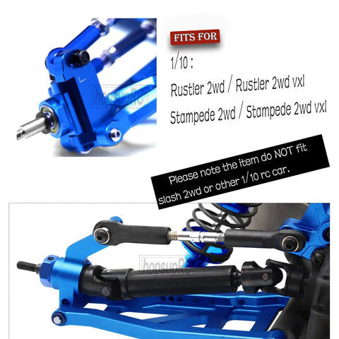 Heavy Duty Stainless Steel Drive Shaft CVD Axle Upgrade Kit for 1/10 Rustler and Stampede VXL 2WD RC Trucks in blue close-up