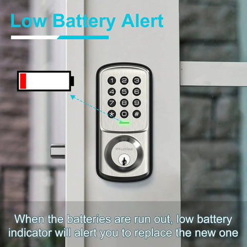 Keyless Entry Door Lock With Keypad For Front, Bedroom, And Garage, Auto Lock, 1-Touch Motorized Locking, low battery alert
