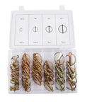 Dowel Pin Set With 50 Pieces And Four Sizes Heavy Duty Safety Spring Pins With Locking Rings in organized case for farm equipment