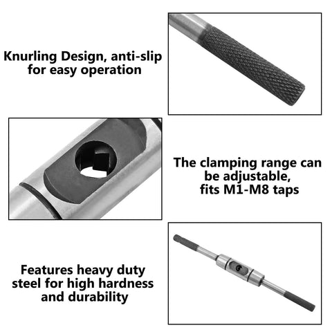Adjustable Tap Wrench Handle For M6 To M14 Taps Pro Grade Tapping Tool Built Tough For Aluminum Iron Wood And Plastic