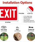 Installation options and features of Two Pack Aluminum Red Exit Signs for Doors and Walls, Easy to Install, 8 x 6 Inches