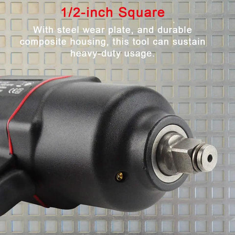 Close-up of Beast Of A Half-Inch Air Impact Wrench With Twin Hammer, showing composite body and 1/2-inch square drive