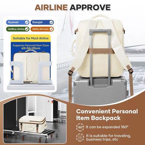 Go-To Travel Backpack for Women and Men Carry On Luggage Flight Ready Personal Item Essentials Waterproof Laptop Backpack large capacity on suitcase