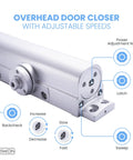 Beefy Heavy Duty Commercial Door Closer Grade 1 Hydraulic Automatic Overhead Self Closer with adjustable speeds, close-up view.