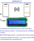 MT8870 DTMF Decoder LCD Display Module shows audio input from two mobile phones for testing applications.