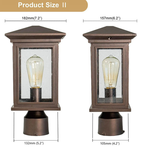 Outdoor Post Light Built To Last Weatherproof Lantern With Oil Rubbed Bronze Finish Tempered Seeded Glass Durable Aluminum Build