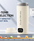 Your Go-To Travel Kettle With LCD Touch Screen, Six Temperature Presets, 316 Stainless Steel, Dual Voltage 110V-240V shown plugged in