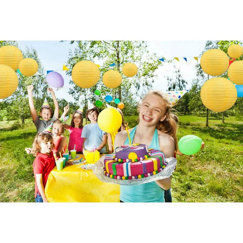 Bright Yellow Round Paper Lanterns Set, 10 Pack With Two Lanterns Each In 4 6 8 10 And 12 Inch Sizes, Easy To Assemble Hanging Decor That Brings A Fun Vibe To Birthday Parties, Weddings, Baby Showers, Halloween And Home Party Decor
