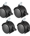 2 Inch Nylon Swivel Casters With Brake Twin Wheel Set For 360 Degree Rotation M10 By 15mm Threaded Stem 115 Lb Total Capacity