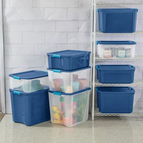 Hella Sturdy Stackable Storage System Featuring 18 Clear Plastic Totes With Heavy Duty Latching Lids Perfect For Decluttering Closets Garages And Keeping Family Gear Tidy