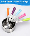 Stainless Steel Measuring Cups And Spoons Set 10 Piece For Cooking And Baking Includes 5 Cups And 5 Spoons With Colorful Handles