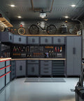 Pro Grade Heavy Duty Garage Corner Storage Cabinet System With Workbench And Pegboard 15 Piece Set in organized garage