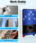 Top Shelf Electric Tankless Water Heater 110V 4500W with LED display for efficient hot water flow in homes.