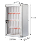 Built Different 36 Slot Cell Phone Locker With Heavy Duty Aluminum Frame front view, secure locking mechanism, 49cm height.