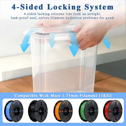 4 Pack Filament Storage Box Set With Desiccant Pouches airtight container with silicone seal for 1kg 3D printing filament spools