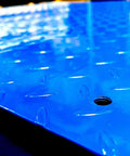 Close-up of blue steel surface of Heavy Duty Floor Scale With Digital Indicator Built Like A Tank For Warehouse Shipping And Medium Duty Industrial Weighing Massive Forty Eight By Forty Eight Inch Pallet Platform Deadlift Ready 10000 Pound Capacity Gangpack Of Eight.