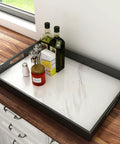Large White Marble Contact Paper For Countertops Waterproof Self Adhesive Marble Peel And Stick Wallpaper For Kitchen Bathroom Cabinets Glossy Vinyl Counter Cover 30 By 200 Inches applied on a wooden kitchen countertop surface.