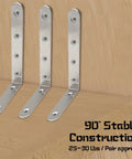 Heavy Duty L Shaped Shelf Brackets Set, Stainless Steel Corner Braces, Right Angle Wall Mounts, 5 Inch By 3 Inch, Silver