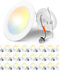 24 Pack 5 To 6 Inch Recessed Lighting LED Can Lights Adjustable 5Cct White Flush Mount Downlights with smooth drywall coverage.